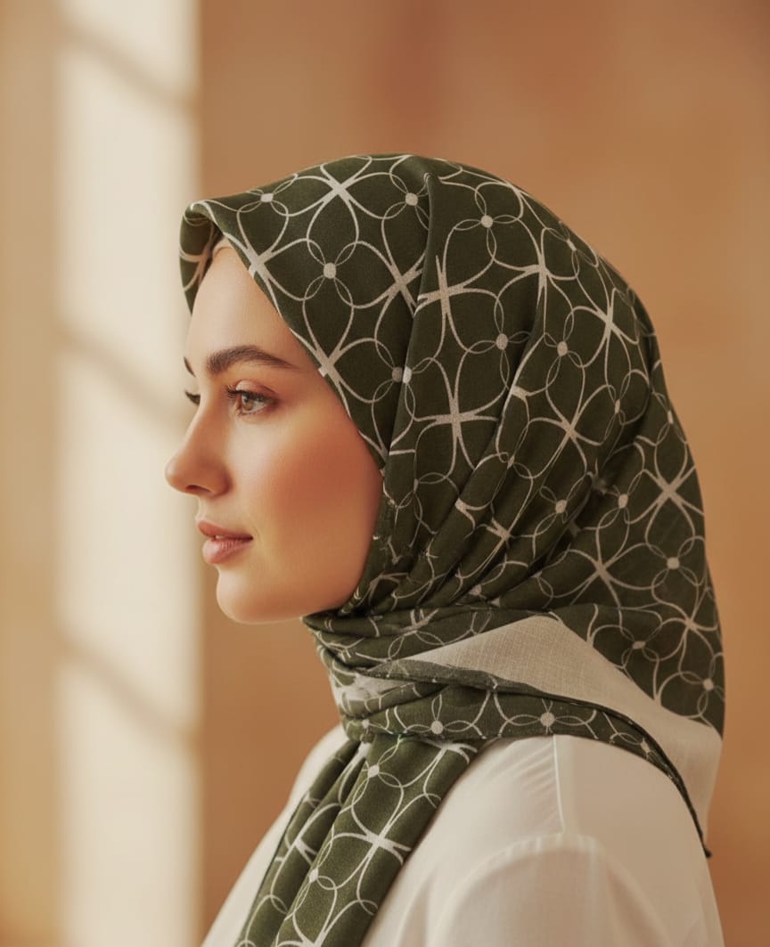 YEŞİL DESENLİ EŞARP