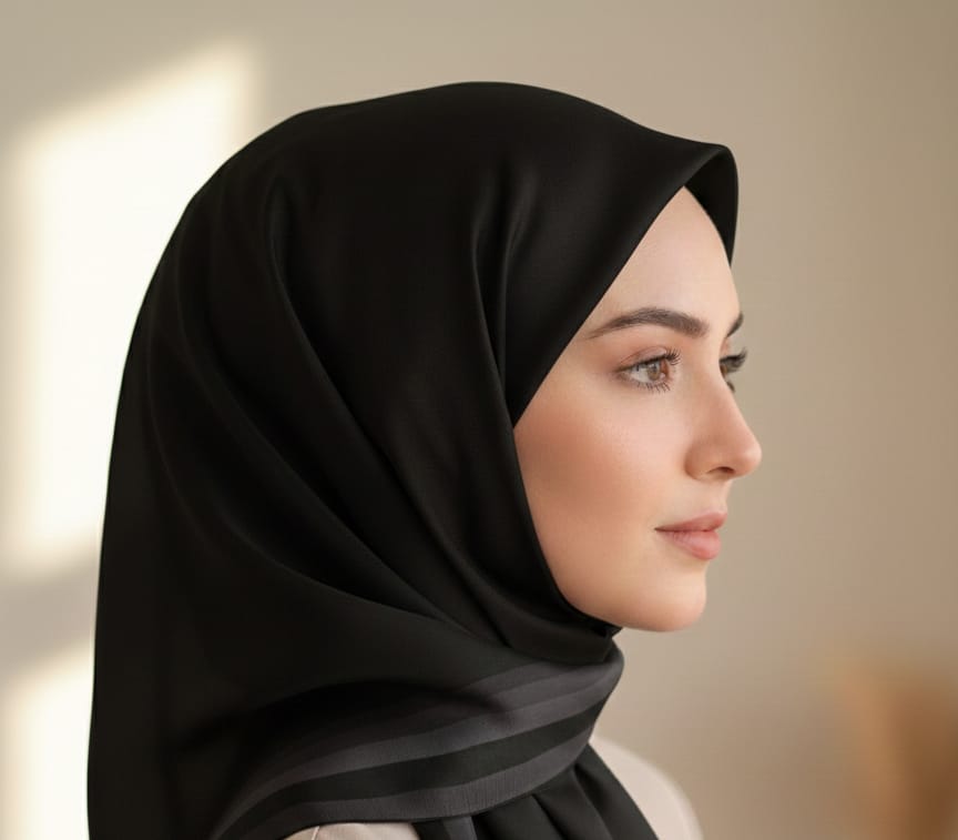 SİYAH PARLAK EŞARP